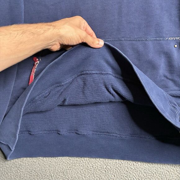 Polo Ralph Lauren Hoodie Mens 4XB Big Blue Sweatshirt Flag Patch Thermal Lined - Picture 3 of 16